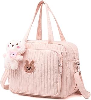 Lushandy Baby Diaper Bag Tote, Mom Bag Crossbody Diaper Bags Baby Travel Bags for Girl Pañaleras Para Bebe (Pink, Small)