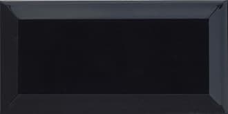 Metro Black Ceramic Wall Bathroom Tile Subway Brick Effect 100mm x 200mm Bevelled Edge Kitchen Tiles Gloss Finish 1m2 Box of 50