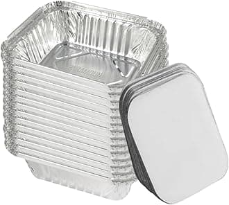 (Pack of 25) Aluminium Foil Food Containers with Lids for Catering Christmas Party Picnic & Food Storage Meal Prep Microwave Safe Disposable Tin Tray Dishes (660, Rectangular, 100, Foil Container)