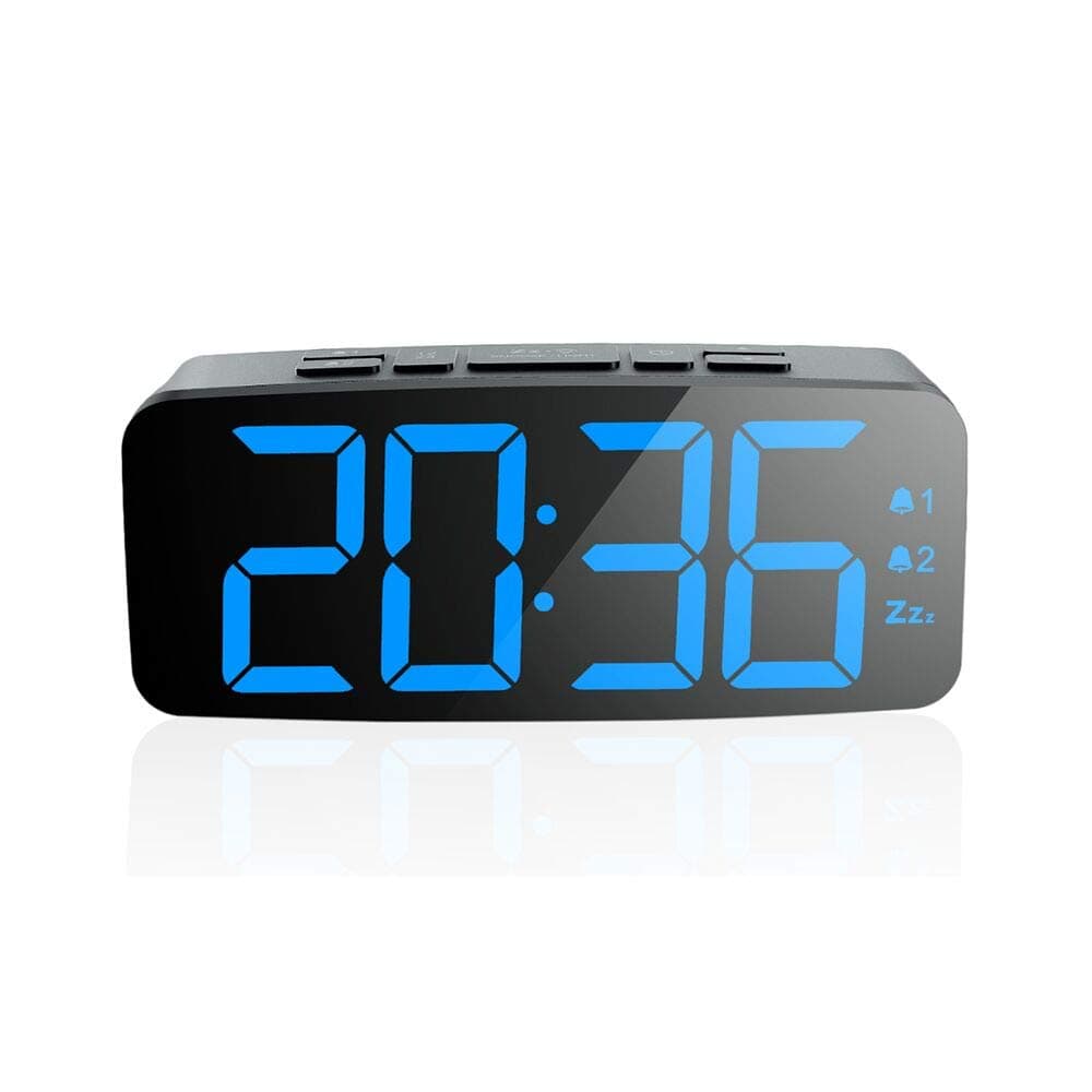 PINGKO Digital Alarm Clock-Large Smart LED Display, Snooze Function,Adjustable Brightness -Small and Light for Travel,Desk or Bedroom