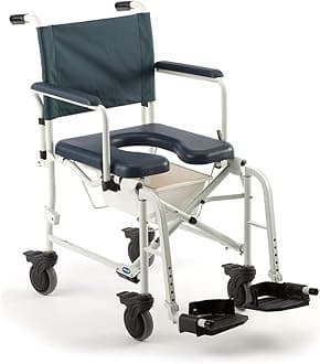 InvacareINV6891 Caregiver Guided Mariner Rolling Shower Wheelchair with Commode, 18" seat Width
