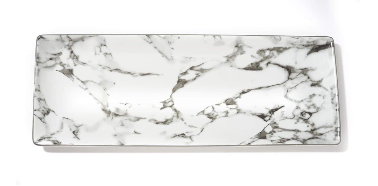 Collection Marble Design Serving Platter, Rectangular Tray, 14" L x 6" W, Set of 3
