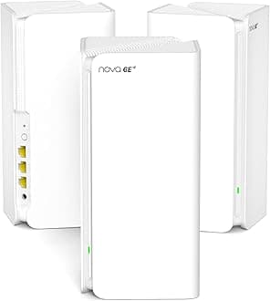 Tenda AXE5700 Mesh WiFi 6E System Nova MX21 Pro - up to 7300 sq.ft - Whole Home WiFi 6E Mesh System - New 6GHz Band - Tri-Band Mesh Router for 200 Devices - 7*3dBi Antennas for Strong Signal - 3-Pack