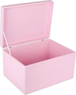 Large Pink Wooden Box Storage with Hinged Lid | 15.8x11.8x9.44in (+-0.5) | Keepsake Gift Box Storage Document | Wood Chest Trunk Product NOT Intended for 15 Years OR Below