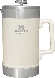STANLEYFrench Press 48oz with Double Vacuum Insulation, Stainless Steel Wide Mouth Coffee Press, Large Capacity, Ergonomic Handle, Dishwasher Safe