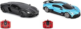 CMJ RC Cars Lamborghini Aventador Official Licensed Remote Control Car with Working Lights & Bugatti Divo Blue Remote control Radio Car 1:24 Officially Licensed 1:24 Scale Working Lights 2.4Ghz