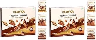 Loyka Almond Brittle Assorted Choco Box - 8 pcs 116gm | Premium Chocolate Gift Hamper | Choco & Nut Dryfruit Delicacy | Roasted California Almonds (40%), Dark Choco & Salted Caramel | (Pack of 2)