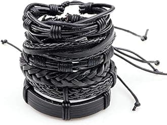 Shining Diva Fashion 6pcs Latest Collection Genuine Leather Bracelet Wraps Casual Wear Skin Friendly Stylish Bracelets for Men Boys