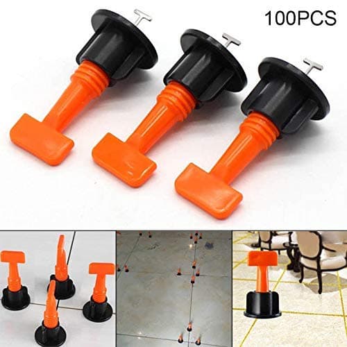 Domeilleur 100Pcs Flat Ceramic Floor Wall Construction Tools Reusable Tile Leveling System Kit