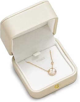 Oirlv Beige Necklace Storage Box with Velvet Interior Elegant Pendant Case for Home Organisation & Special Occasions Durable 7x7x4.5cm Necklace Gift Box