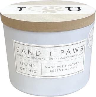 Sand + Fog Paws Scented Candle - Island Orchid - Additional Scents and Sizes –Luxurious Air Freshening Jar Candles Neutralize pet Odors and Enhance Home décor – 100% Cotton Lead-Free Wicks - 12 oz