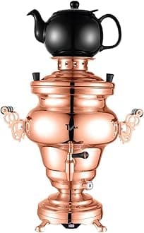 Electric Stainless Steel Copper Design Samovar - Premium Modern Design Tea Kettle Overheat Protection Porcelain Teapot (1.2 Liters) Large Stainless Steel (5 +1 Liters) (Copper)