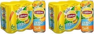 Lipton Zero Sugar, Peach Iced Tea, 320Mlx6 (Pack of 2)