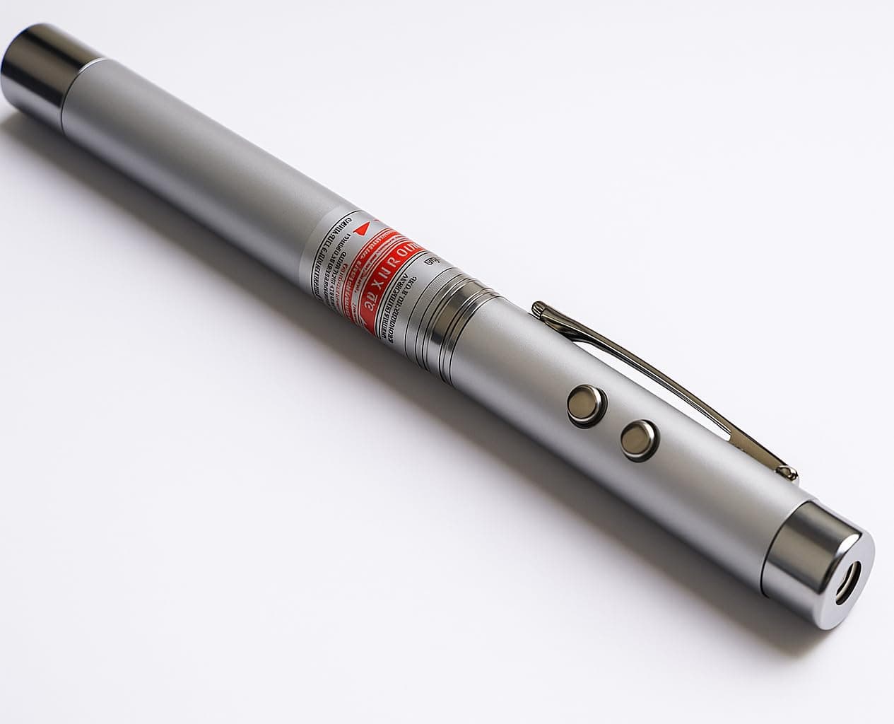 Boosty® 5-in-1 Silver Laser Pointer Pen – Red Laser, LED Flashlight & Stylus with Pocket Clip & Magnet – High Precision Pointer for Presentations, Pets & Education