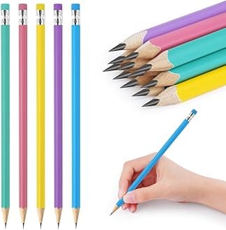 AUAUY Wood-Cased Pencils #2 HB, 12 Pcs with Eraser, Cute Graphite Pencils for Kids, Adults, School, Office, Wedding Party