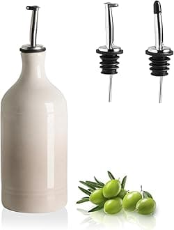 Sweejar Ceramic Olive Oil Dispenser Bottle, Gradient Fog Gray, 15.5 Fl Oz, Opaque, Leak Proof, Reusable, Kitchen, Cooking, Food Storage