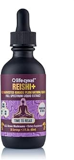 Reishi Mushroom Extract w/Kakadu Plum- Adaptogen for Sleep Help, Relaxation & Cellular Support- 100% Organic Mushrooms, Antioxidants Vitamin C, 2oz (Packaging May Vary)