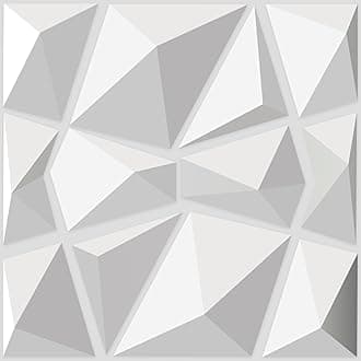 Decorative 3D Wall Panels in Diamond Design, 11.8"x11.8" Matt White (33 Pack)