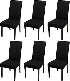 6 Pcs Dining Chair Slipcover,High Stretch Removable Washable Chair Seat Protector Cover for Home Party Hotel Wedding Ceremony (Black)