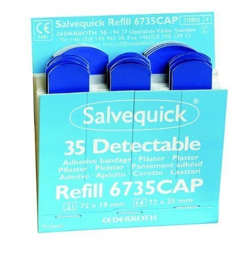Cederroth Salvequick 35 Blue Detectable Plasters, Refill