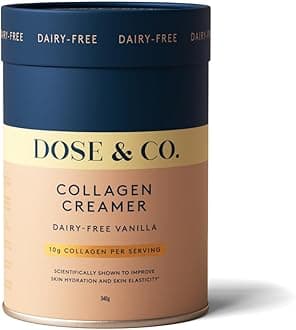 – Dose & Co Dairy-Free Vanilla Collagen Creamer – 340g | VERISOL® Hydrolysed Collagen for Skin, Hair & Nails | 12g Protein per Serving | Smooth Coffee Creamer | Sugar-Free, Gluten-Free