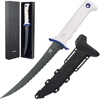 KastKing Spartacus Fillet, Boning and Food Prep Knives, Razor Sharp 8Cr14 Stainless-Steel Blade, Durable/Comfortable Kraton G Polymer Handles, Protective Sheath, Perfect in Fresh Or Saltwater.
