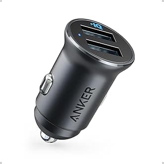Anker Car Charger, 24W Dual USB Car Charger - Compact Aluminum Alloy, PowerDrive 2 Adapter with Blue LED - Compatible with iPhone12/11/XR/Xs, iPad Pro/Air 2/Mini, Galaxy (Excludes Quick Charge)