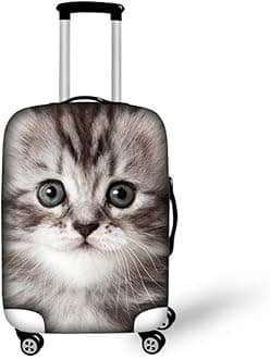 HUGS IDEA Lovely Cat Travel Luggage Suitcase Dustproof Protective Cover Apply to 18/20/22 Inch Trolley Case