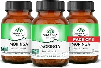 A TATA Product - Organic India Moringa Capsules - 60 Veg Caps (Pack of 3), Essential Nutrition Superfood, Helps Naturally Boost Energy Level, Improves Stamina, Rich In Vitamins & Minerals