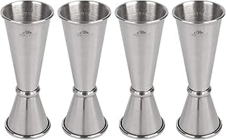 A Bar Above Premium Japanese Jigger with 8 Measurements Inside - Rolled Lip, Double Jigger for Bartending & Measuring Cocktails - Professional & Heavy-Duty 304 Stainless Steel Cocktail Jigger 1oz/ 2oz