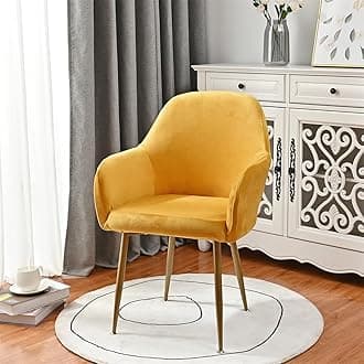 Highdi Soft Velvet Dining Chair Covers Solid Color Stretch Curved Back Chair Slipcovers with Armrest, Vanity Swivel Armchair Cover Removable Washable for Bedroom Party Hotel (Gold,2 PCS)