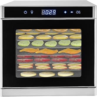 35-75℃ Food Dehydrator Countertop Dryer Machine 1-24H Timer Electric Food Dryer Machine w/Food Clip & LED Screen, 700W 110V (8 Trays)