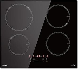 COMFEE' CIH741F238K0 7200W Built-in Induction Hob with 4 Cooking Zones, 9 Power Levels, 20% larger Heating Area with Boost Function, Easy to clean, Touch Control, Child Safety Lock