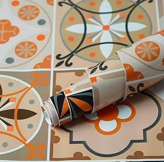 JB'S LAND Marble Waterproof Oil Proof Wall Paper Furniture Kitchen, Cabinets, Almirah,Tabletop,Plastic Table, WoodenTable,Wardrobe,PVCDIY Self Adhesive Sticker(60x200cm) (New Desing Orange Flowers)