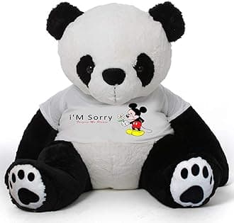 Hug'n'Feel® Soft Toys Big Teddy Panda Wearing I'm Sorry T-Shirt 3 feet Panda_T Shirt_ I'm Sorry Plush & Stuffed Toys