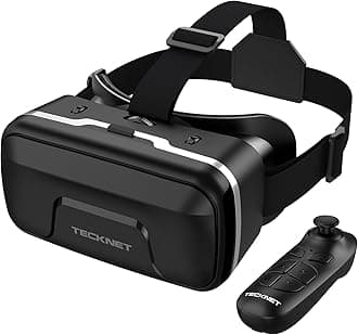 TECKNET VR Headset for Phone with Bluetooth Controller, 4.7-7.2" VR Headsets with HD 110°FOV Anti-Blue Light Lenses & Adjustable Gears, 3D VR Headset for Kids Compatible iPhone Samsung Android