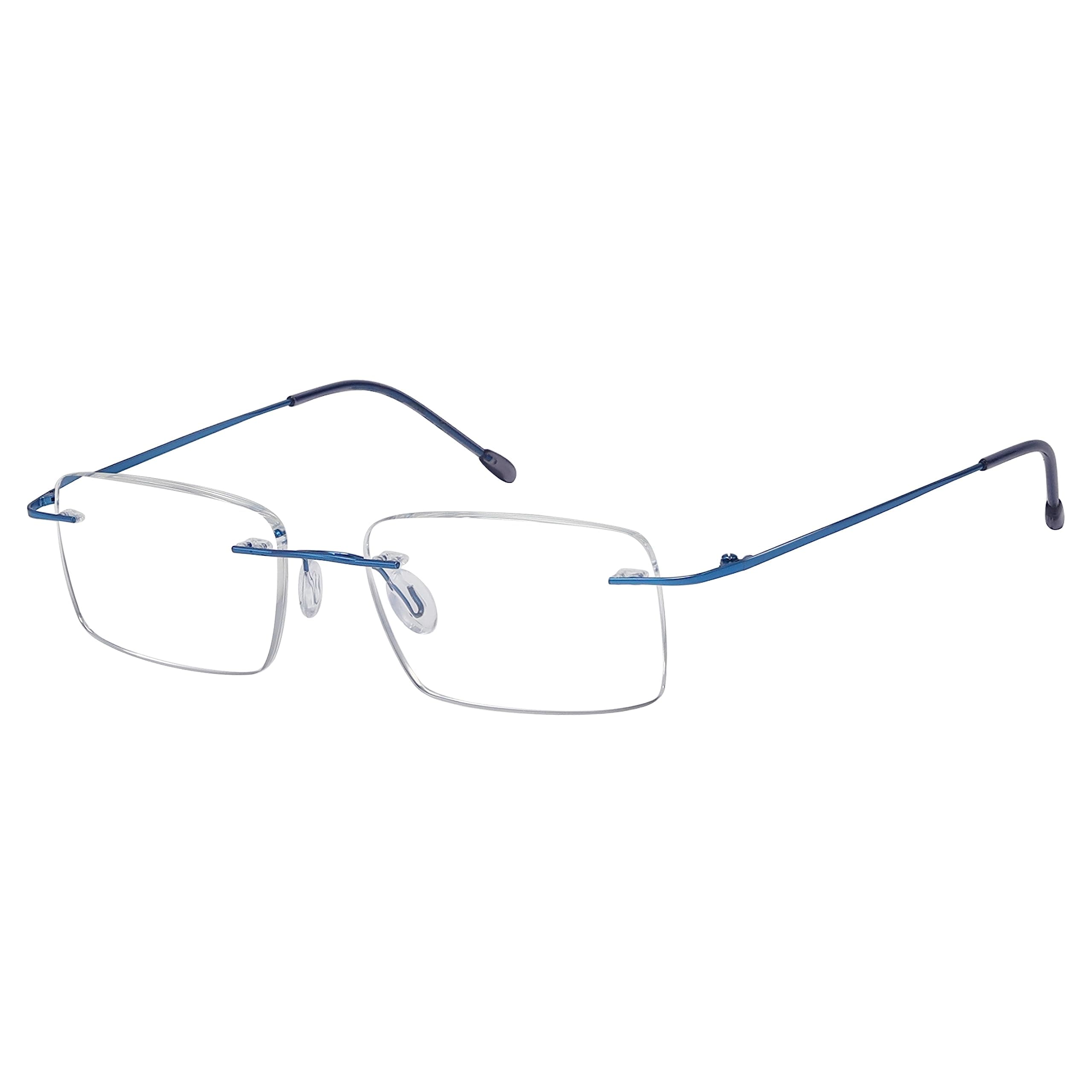 Eyekepper Frameless Reading Glasses for Men Reading - Rectangle Rimless Reader Eyeglasses Blue +1.25