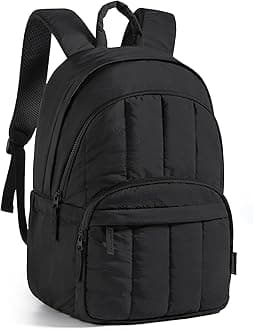 BAGSMART Womens Backpack Travel Laptop Backpack for Women, Quilted College Laptop Bookbag, Work Back Pack for Women, Cute Computer Water-Resistant Casual Daypack, Puffer Black