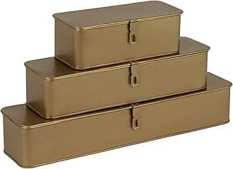 Decorative Metal Boxes with Gold Finish (Set of 3 Sizes)