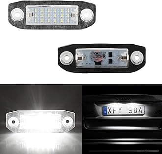 Number Plate Lights for Volvo S80 V70 XC60 XC70 XC90 V50 S40 C30 Before Facelift, Car License Number Light, 18 SMD Automotive Plate Lamps Bulbs Assemblies Kit Canbus Error Free, 2 Pcs