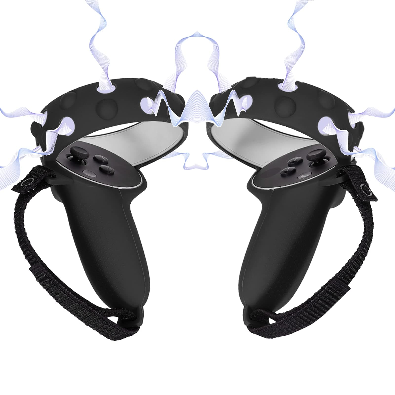 Digicharge Silicone Controller Grip for Oculus Quest 2 Touch Controller Covers Protective Ring Cover for Oculus/Meta Quest 2 VR Handle, Anti-Drop Silicon Protection Sleeve with Adjustable Hand Strap