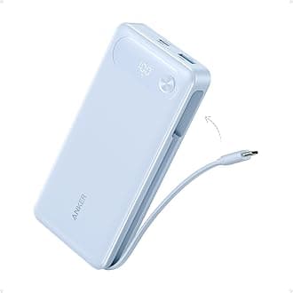 Power Bank, 20,000mAh Travel Essential Portable Charger with Built-in USB-C Cable, 3-Port 87W Max Fast Charging Battery Pack, for MacBook, iPhone 16/15 Series, Samsung, Switch, and More