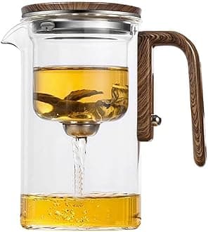 Magic Teapot, Water Separation Glass Teapot with Wooden Handle, Magical Teapots with Infuser, Glass Teapots With Strainer for Loose (720ml)