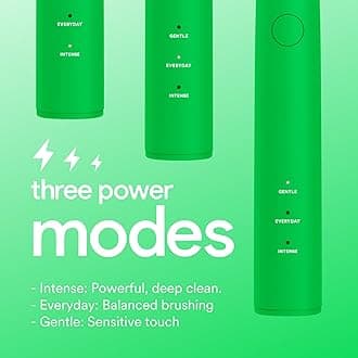 HISMILE Electric Toothbrush, 3 Brushing Modes, Smart Timer, Rechargeable Electric Tooth Brush for Adults and Children, Soft-Tapered Bristles, Mode Memory (Bright Green)