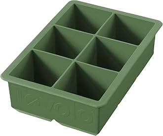 Tovolo Large 2” King Cube Ice Tray Pesto Green Ice Cube Trays for Whiskey Cocktails Smoothies, Big Square Ice Cube Mold Silicone Freezer Tray for Perfect Rock Cubes BPA Free Dishwasher Safe