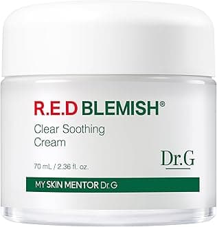Dr. G R.E.D. Blemish Clear Soothing Cream - Calming Korean Moisturizer for Redness - Soothes Acne & Irritation - With Centella Asiatica - Long-Lasting Hydration - 2.36 fl oz