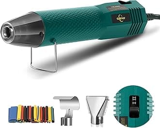 Heat Gun 350W with Dual Temp 392°F & 662°F and 2 Nozzles, Fast Heat Hot Air Gun with Overload Protection, 6.56Ft Long Cable for Crafting, Shrink Tubing, Vinyl Wrap, Epoxy