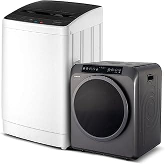 ROVSUN 30LBS Full Automatic Washing Machine and 3.5CuFt Portable Clothes Dryer Set, Electric Laundry Washer and Dryer Combo Set with Stainless Steel Inner Tub, for Apartment, Dorms, Home