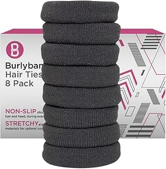 Burlybands Large Hair Ties for Thick Heavy or Curly Hair. No Slip No Damage Seamless Ponytail Holders Scrunchies Sports Thick Hair Ties. Women's Hair Elastics-Bands (Dk Gray 8 Pcs)