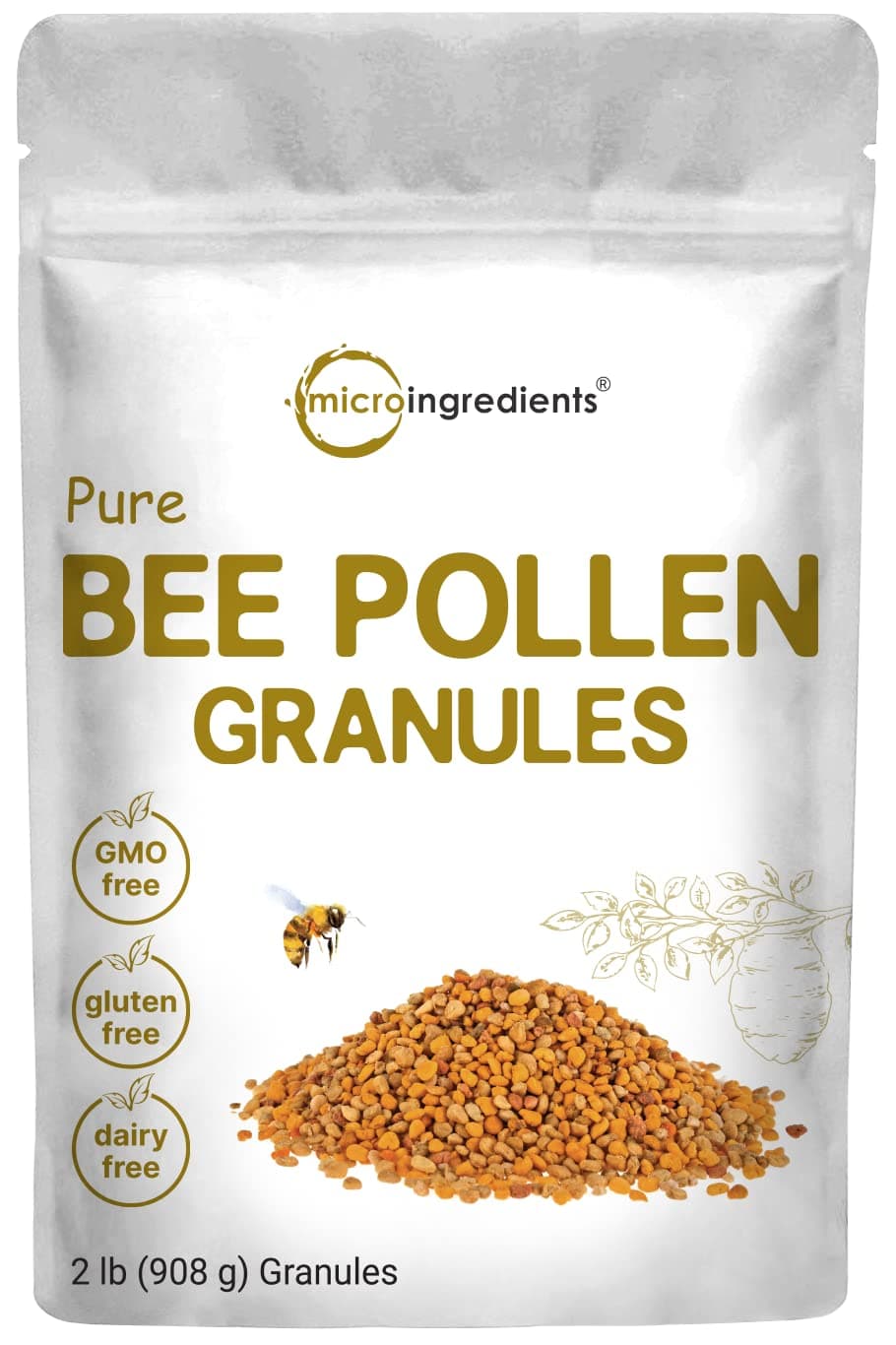 Micro Ingredients Pure Bee Pollen Granules, 2 lb | Fresh Harvest, Raw & Natural Superfood | Rich in B Vitamins, Minerals, Protein & Antioxidants | Keto, Non-GMO